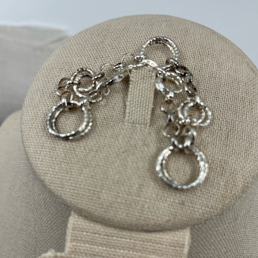 Vintage 1990s Sterling Silver 925 Geometric Bracelet - 7 inches - Picture 5 of 15